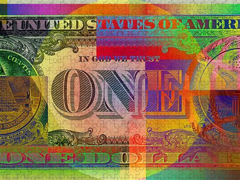 Pop Art Colorized One U S Dollar Bill Reverse Jigsaw Puzzle By Serge