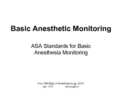 Basic Anesthetic Monitoring Asa Standards For Basic Anesthesia