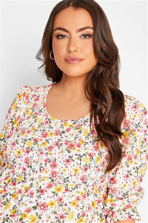 Bump It Up Maternity Plus Size White Floral Shirred Top Yours Clothing