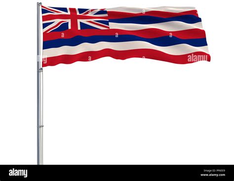 Isolated Flag Of The Us State Of Hawaii Is Flying In The Wind 3d