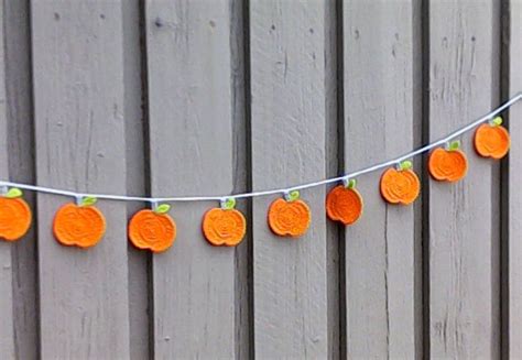 Pumpkin Garland Autumn Decor With 9 Crocheted Pumpkin Halloween