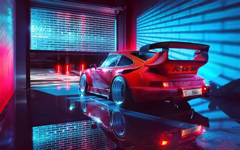 Wallpaper Porsche Car Vehicle Garage Retro Style Red Cars