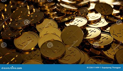 Golden Dollar Currency Coins 3d Render Realistic Stock Image Image Of