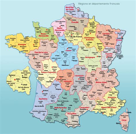 Carte France Departements Villes