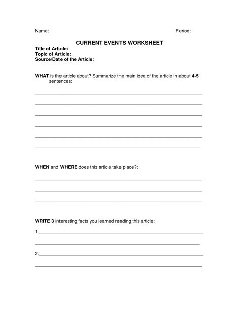 18 Best Images Of Current Events Worksheet Template Elementary