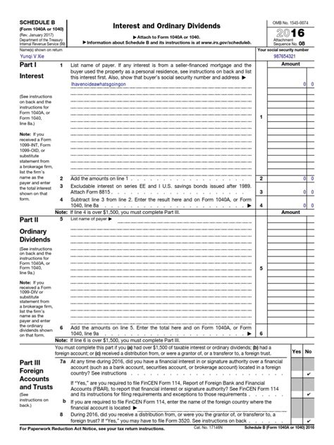 2016 Form 1040a Or 1040 Schedule B Irs Tax Forms Bonds Finance
