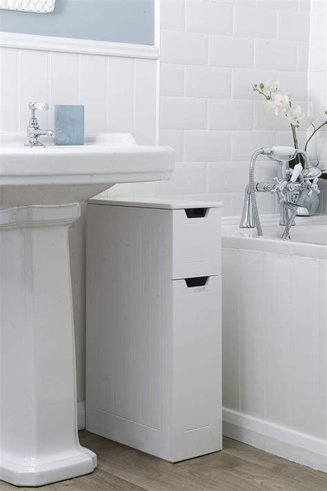 Elegant Brands Ltd Super Slim Bathroom Cabinet Storage Small White
