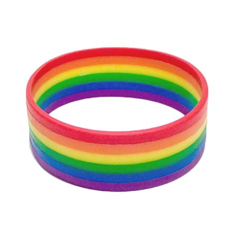 silicone rainbow pride bracelet mutilayered rubber gay lesbian wristband jewelry freeshipping in