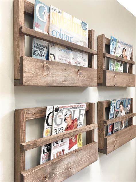 Rustic Wood Magazine Holder Magazine Storage Rack Wall Etsy