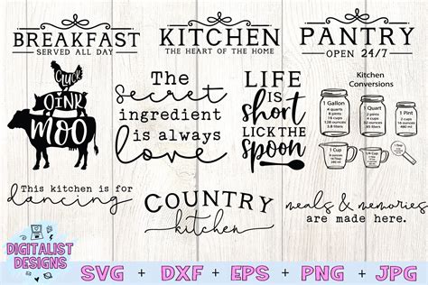 Kitchen Quotes Svg Bundle 20 Farmhouse Sign Svgs