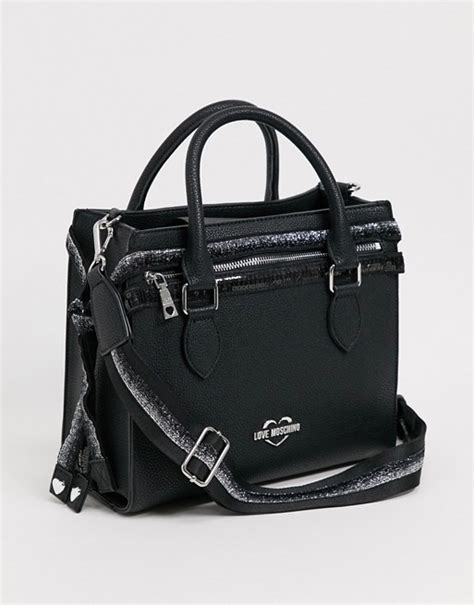 Love Moschino Tote Bag With Strap In Black Asos