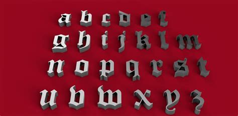 Old English Font Uppercase And Lowercase 3d Letters Stl File 3d Model