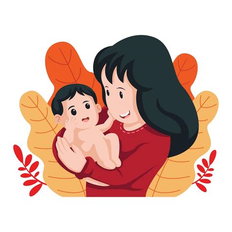 Happy Mother Holding Baby Design 1073517 Vector Art At Vecteezy