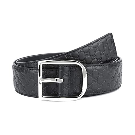 Gucci Micro Gg Black Calf Leather Silver Buckle Belt Size 9538 Queen