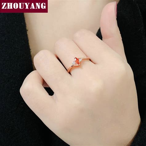 Zhouyang Rings For Women Multicolor Optional Simple Oval Cubic Zircinia