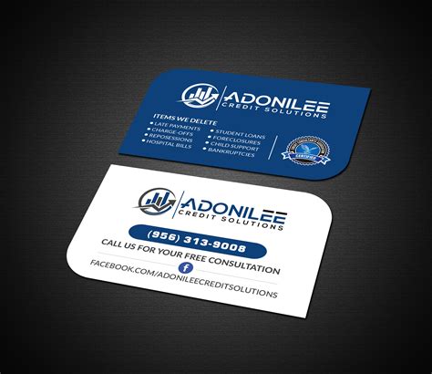 For some business credit cards, there is joint and several liability where both you and the business guarantee the debt. Modern, Professional Business Card Design for Adonilee Credit Solutions, LLC. by Creations Box ...