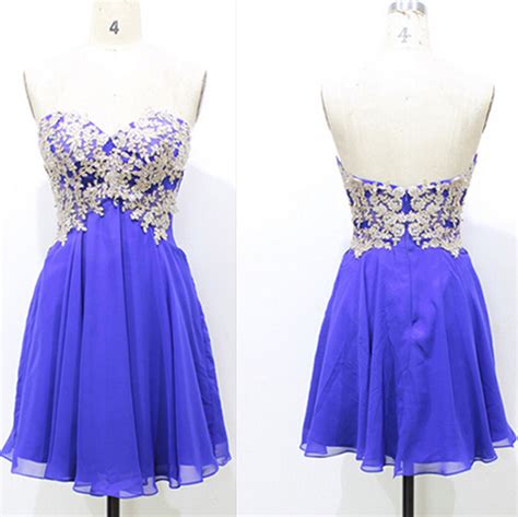 Cute Royal Blue Chiffon Homecoming Dressesshort Graduation Dresses