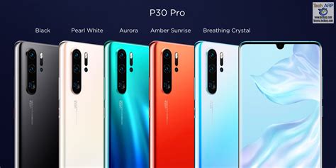 Although the device is sold in five colors — midnight black, pearl white, aurora, breathing crystal and amber sunrise — the last option comes. HUAWEI P30 Pro + P30 Price List + Colours + Specifications ...