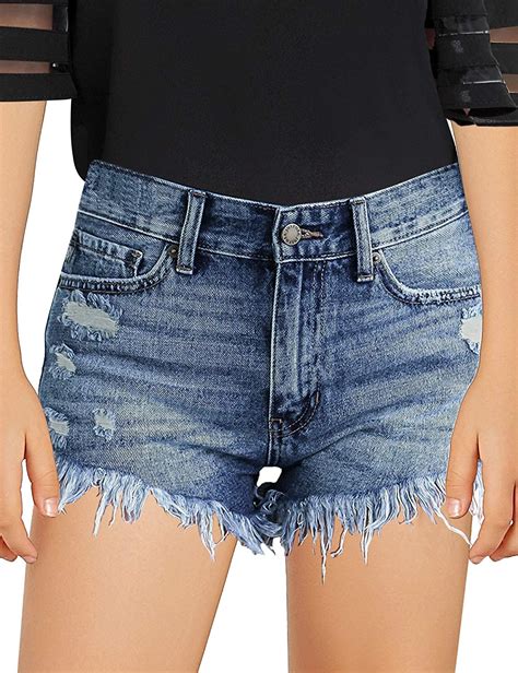 Girls Kids Childrens Ripped Jean Shorts Mid Rise