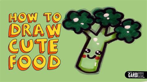 How To Draw A Cute Broccoli Kawaii Food Easy Drawings By Garbi Kw Youtube