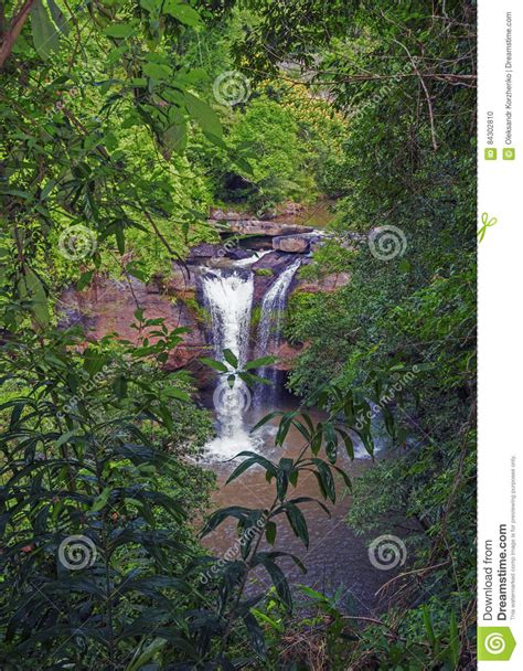 View At Haew Suwat Waterfall Trough Deep Vegetation Stock Photo Image