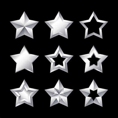 Premium Vector Realistic Silver Stars Element Collection