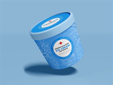 floating ice cream jar packaging mockup design mockup planet