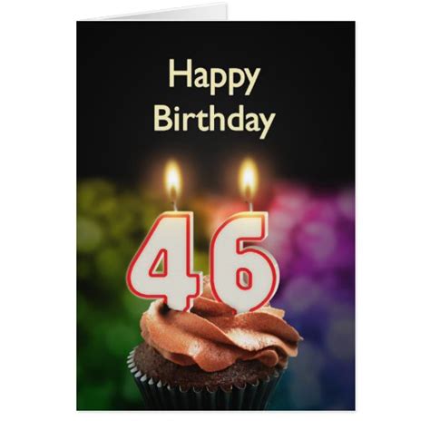 46th Birthday With Cake And Candles Card Zazzle