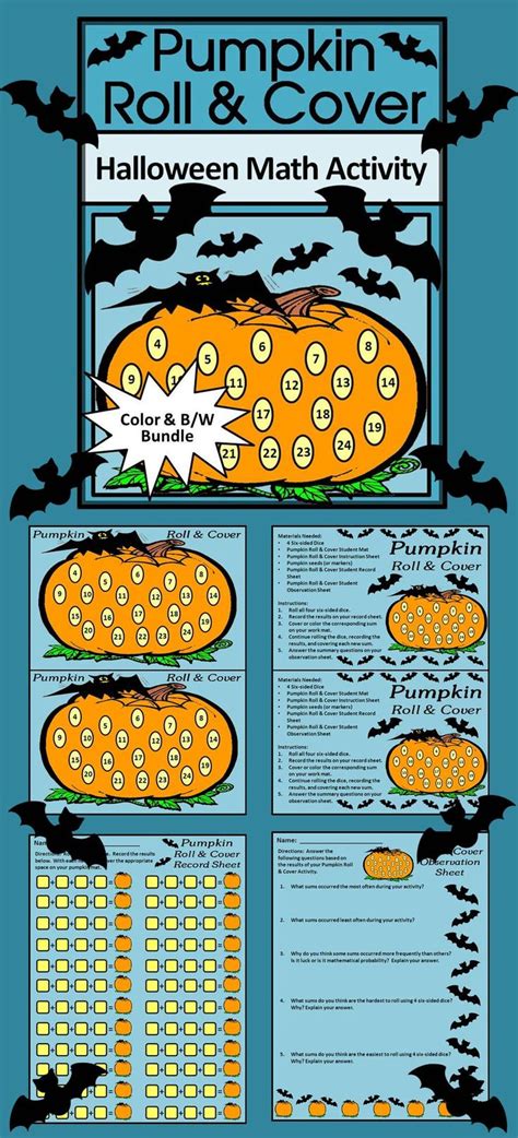 pumpkin activities pumpkin roll and cover halloween math activity bundle halloween math