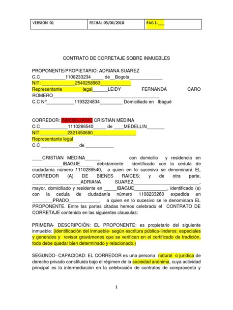 contrato de corretaje modelo sobre inmuebles terminado pdf gobierno derecho privado