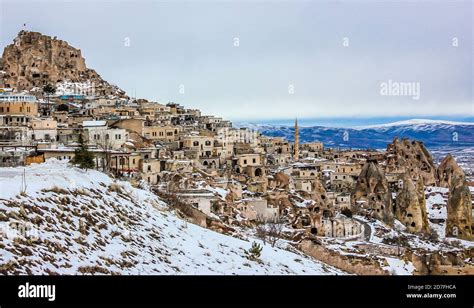 Pigeon Valley In Goreme During Winter Cappadocia Turkey Stock Photo