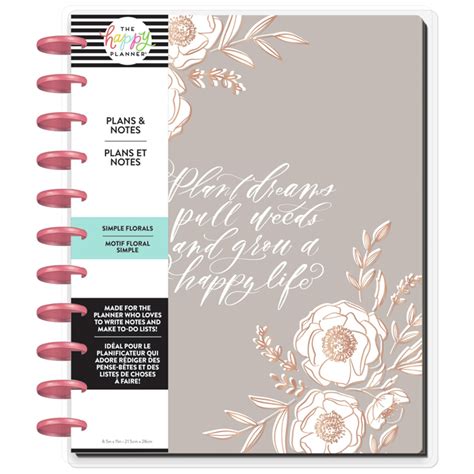 Happy Planner Monthly Plans And Notes Big Lineas Simple Florals