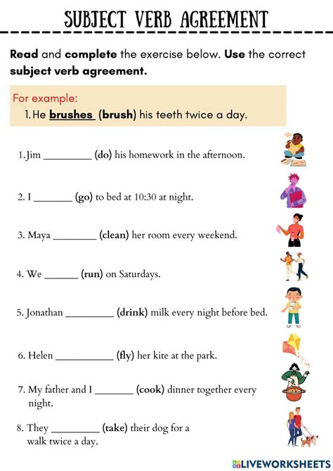 Subject Verb Agreement Online Activity For 5 Live Worksheets