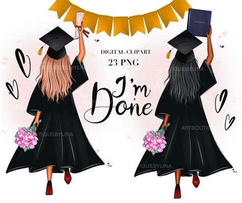 Graduation Girls Clipart Graduation Clipart Grads Friends Graduates 2022 Diploma Clipart