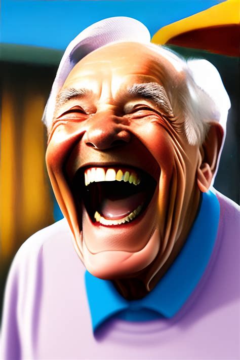 Lexica Image Of A 90 Year Old Man Laughing Out Loud With A Very Happy Face Cartoon Style