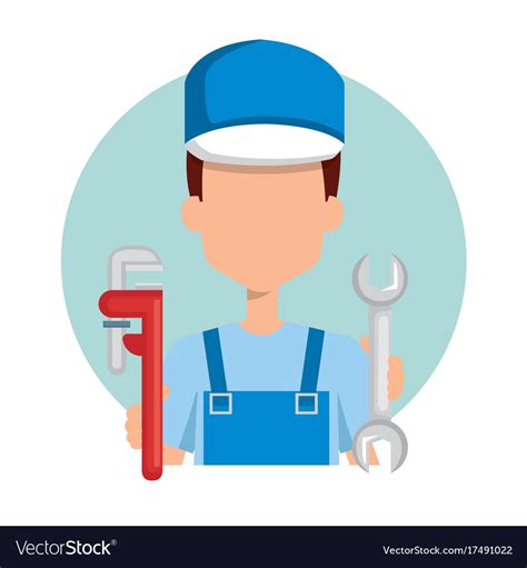 Plumber With Tool Set Royalty Free Vector Image