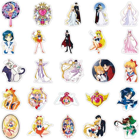 Sailor Moon Anime Sticker Pack Of 50 Stickers Waterproof Durable Stickers Classic Japanese