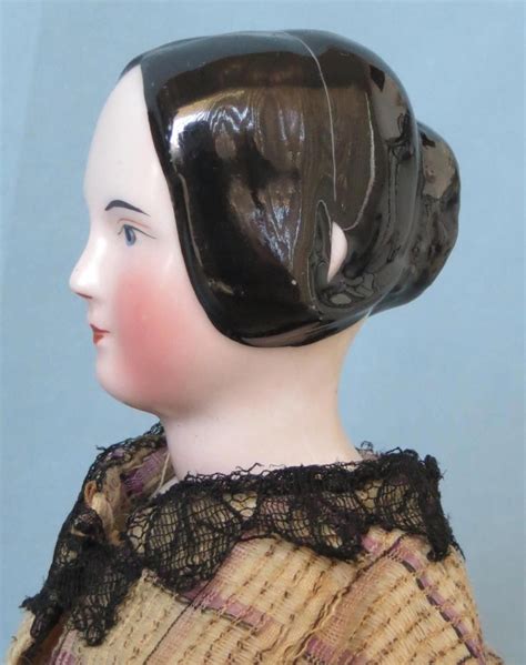 Rare 1840 1850 Antique China Head Doll With Open Ears And A Braided