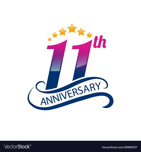 11 Years Anniversary Logo Template With A Shadow Vector Image