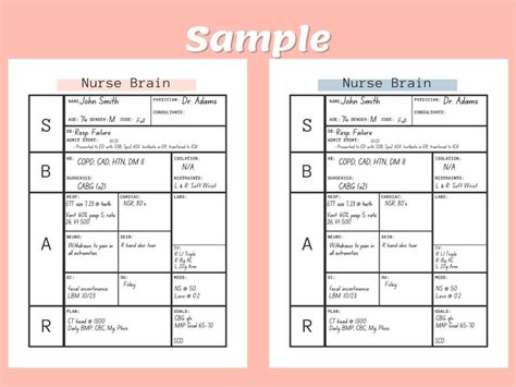 Sbar Nursing Brain Report Sheet Nurse Brain Icu Report Etsy