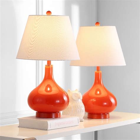 Amy 24 Inch H Gourd Glass Lamp Set Of 2 Safavieh Lit4087d Set2 In 2020 Lamp Sets Orange
