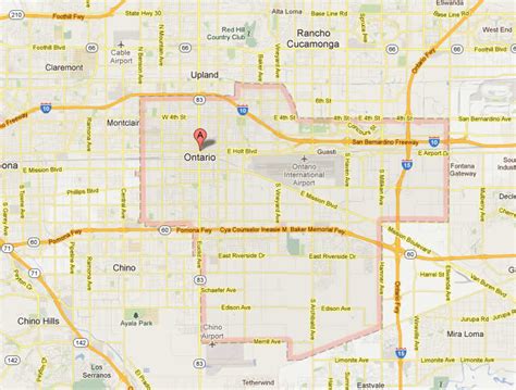 Average climate in ontario, california. Ontario California Map