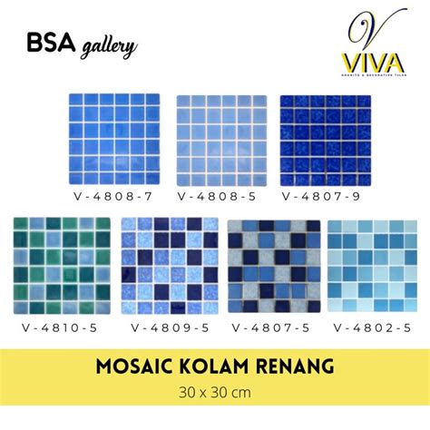 Jual Keramik Mosaic Kolam Renang Mosaic Tile Biru Glossy Mozaik Pool Shopee Indonesia