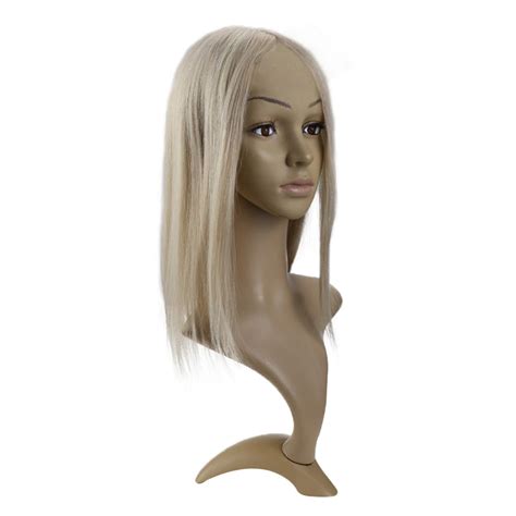 Full Shine Remy Hair Piece Toupee Blonde Human Hair Crown Topper 18