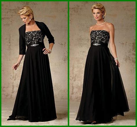 Black Plus Size Mother Of The Bride Dresses Strapless Appliques Ankle Length Sexy Gowns