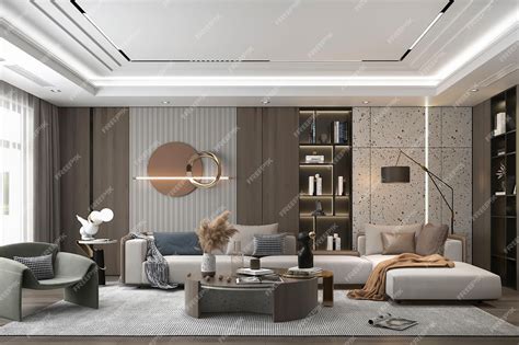 Premium Photo 3d Rendering Modern Living Room Interior Design Concept