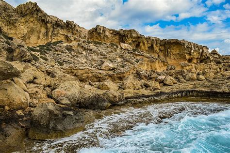 Cyprus Cavo Greko Landscape Nature Sea Rock Cliff Geology