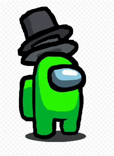 Hd Lime Among Us Character With Double Top Hat Png Citypng