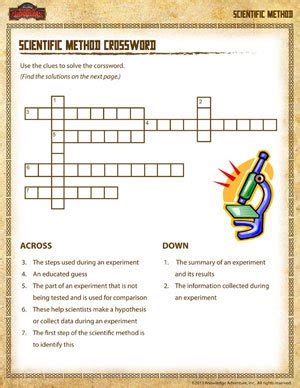 Science crossword puzzles with printable answers. Scientific Method Crossword - Science Resources - School ...