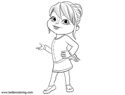 Alvin and the chipmunks coloring pages. Brittany from Alvin And The Chipmunks Coloring Pages ...